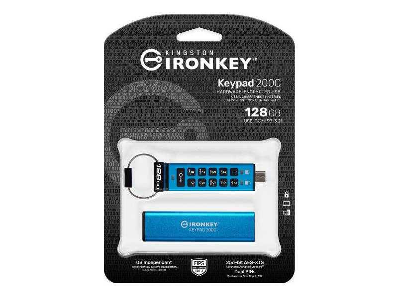 KINGSTON���h�yIronKey Keypad 200�w�髬�[�K��LUSB-C�H����(128GB)