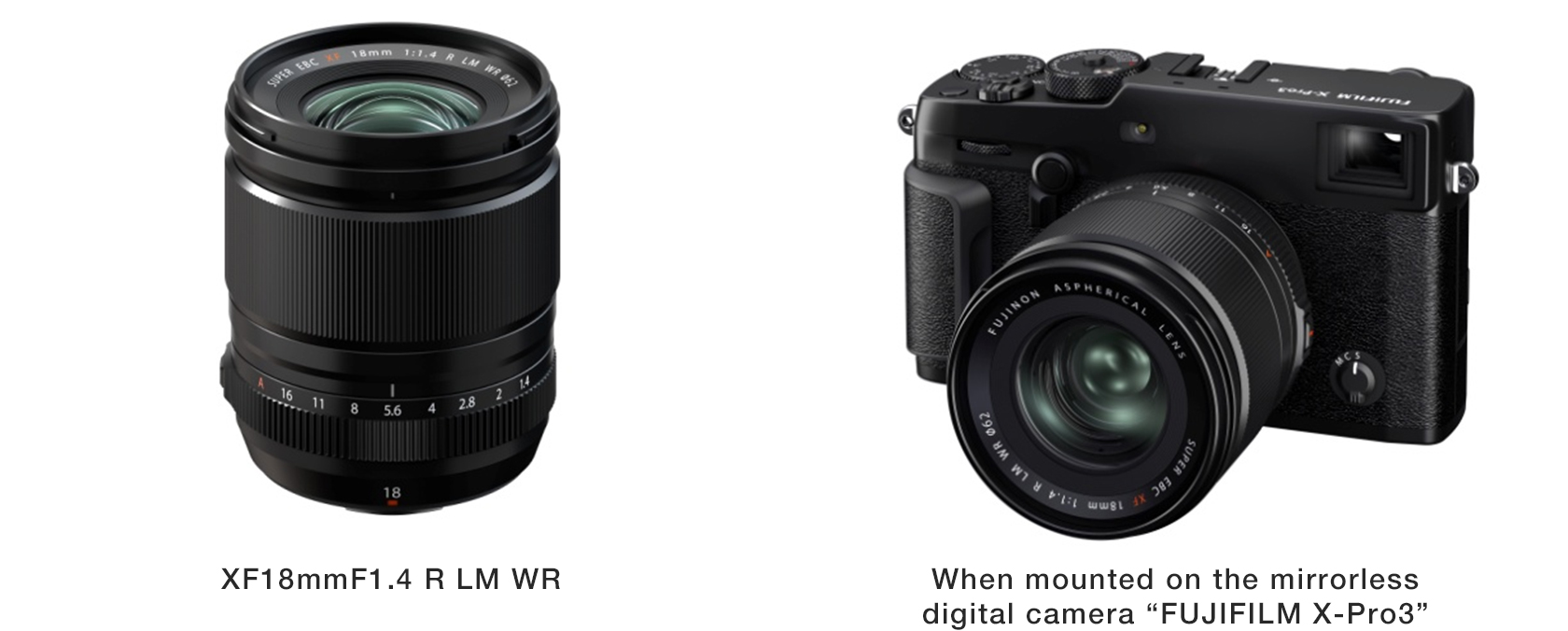 [Image]XF18mmF1.4 R LM WR / When mounted on the mirrorless digital camera FUJIFILM X-Pro3