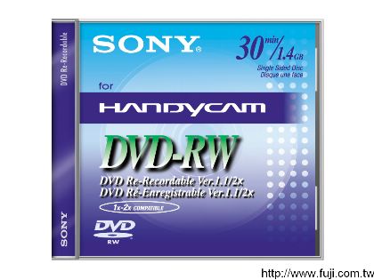 SONY原廠8cm可重覆寫入DVD-RW空白片(30分鐘，十片裝)(10DMW30)